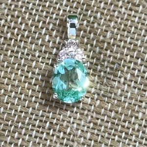 1” Silver pink & green topaz pendant (only)